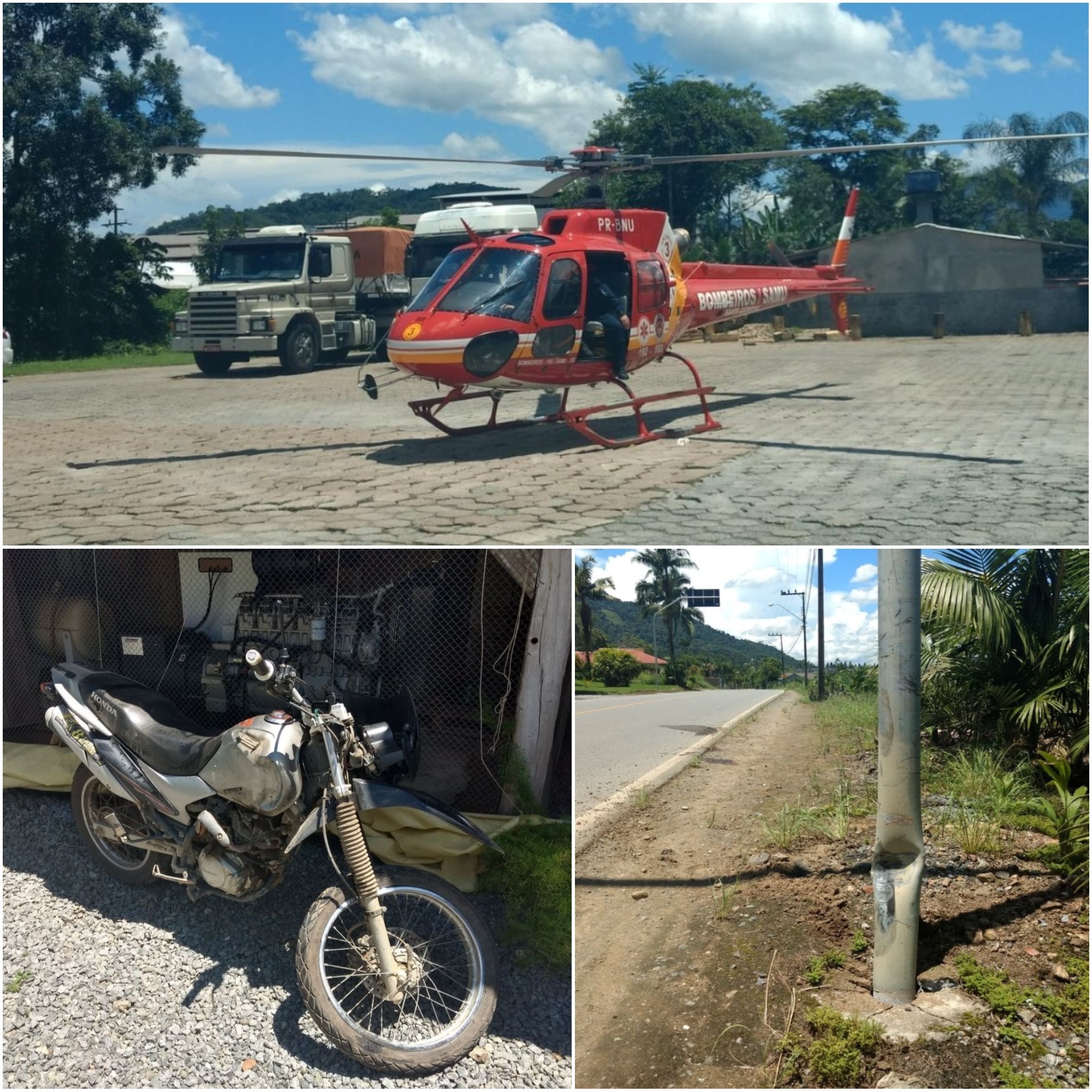 Jaraguá do Sul | [VÍDEO] Motociclista fica gravemente ferido após acidente no Rio da Luz
